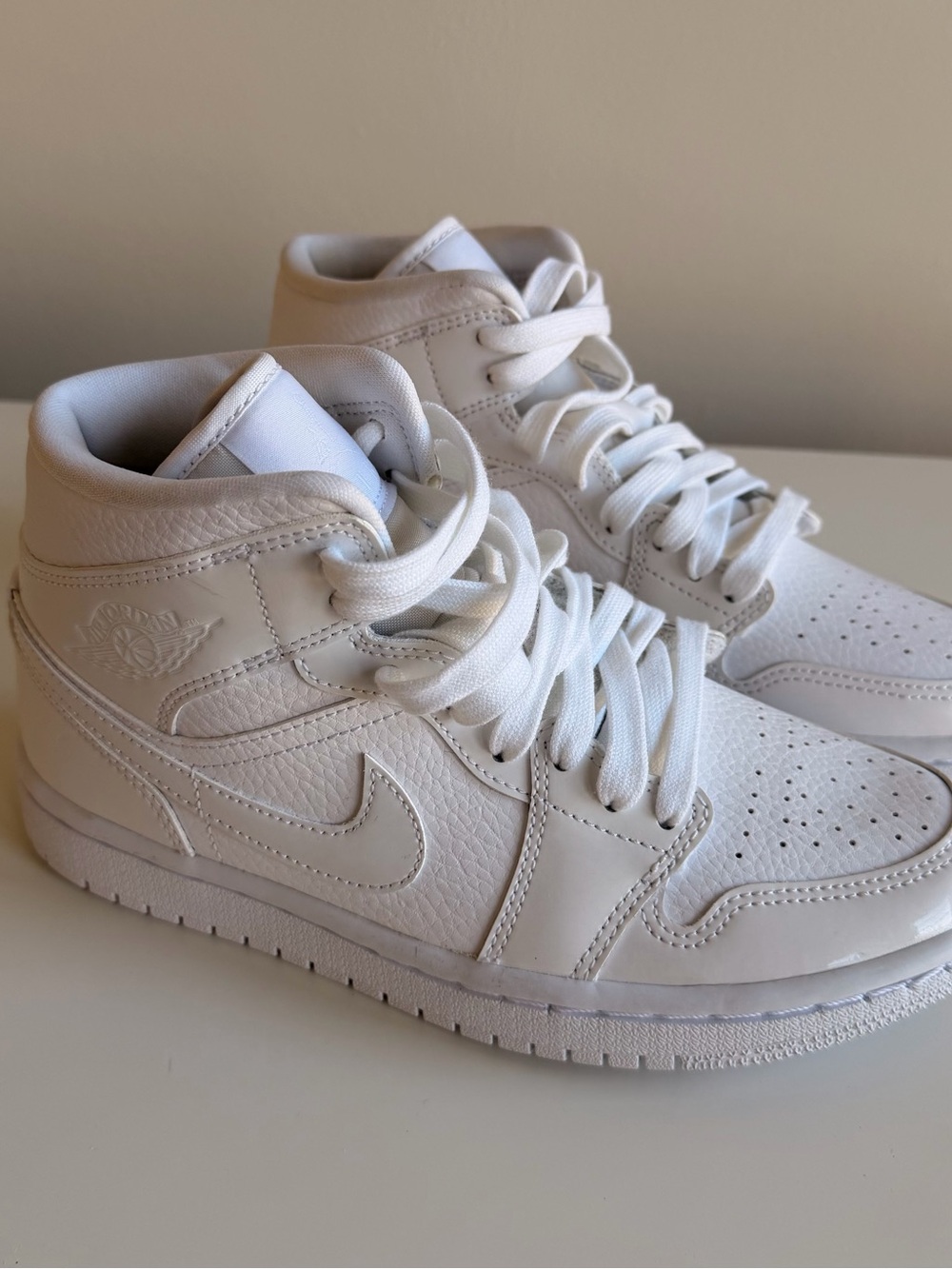 Nike Air Jordan 1 Mid White Leather Women's Sneakers